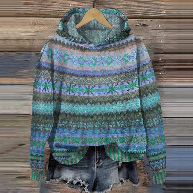 Gaby | Ethnischer Retro Hoodie für Damen mit Kapuze und langen Ärmeln