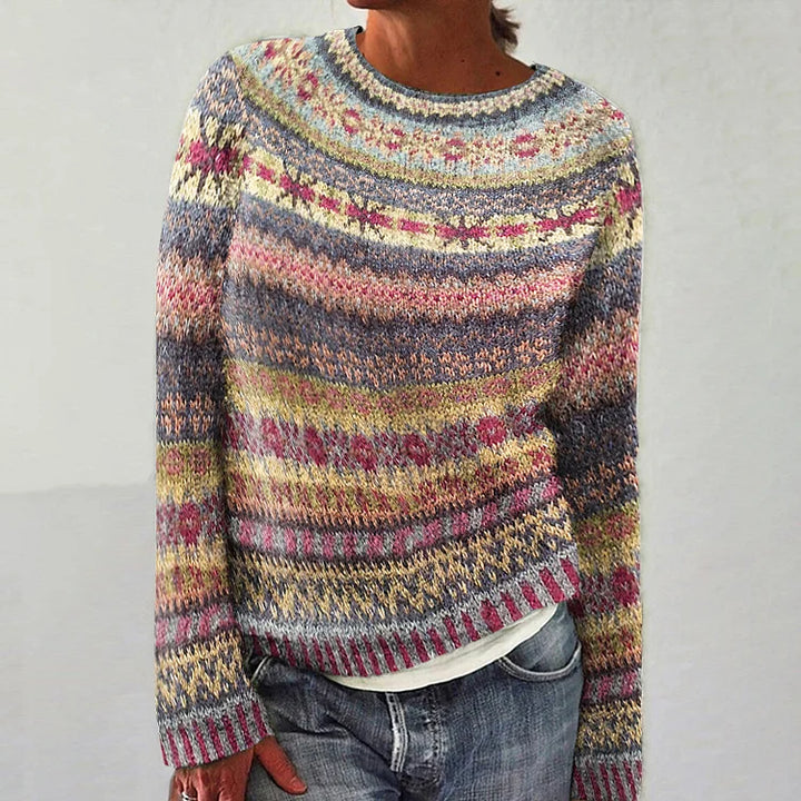Isabella | Vintage Pullover für Damen mit Rundhalsausschnitt und langen Ärmeln