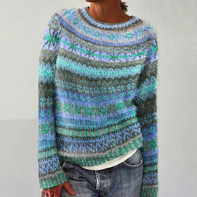 Isabella | Vintage Pullover für Damen mit Rundhalsausschnitt und langen Ärmeln