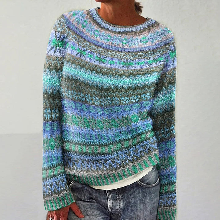 Isabella | Vintage Pullover für Damen mit Rundhalsausschnitt und langen Ärmeln
