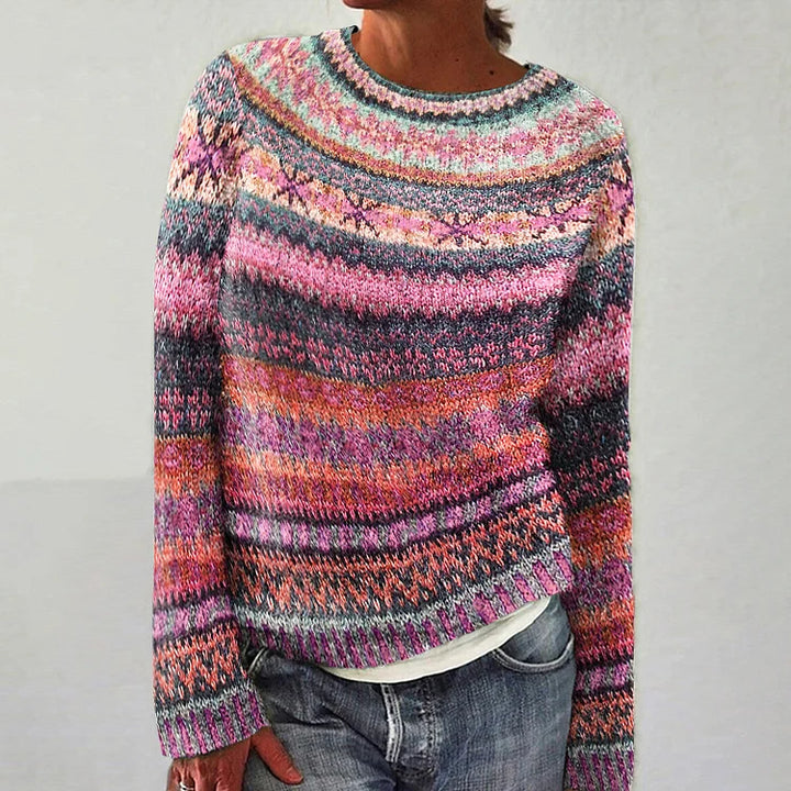 Isabella | Vintage Pullover für Damen mit Rundhalsausschnitt und langen Ärmeln