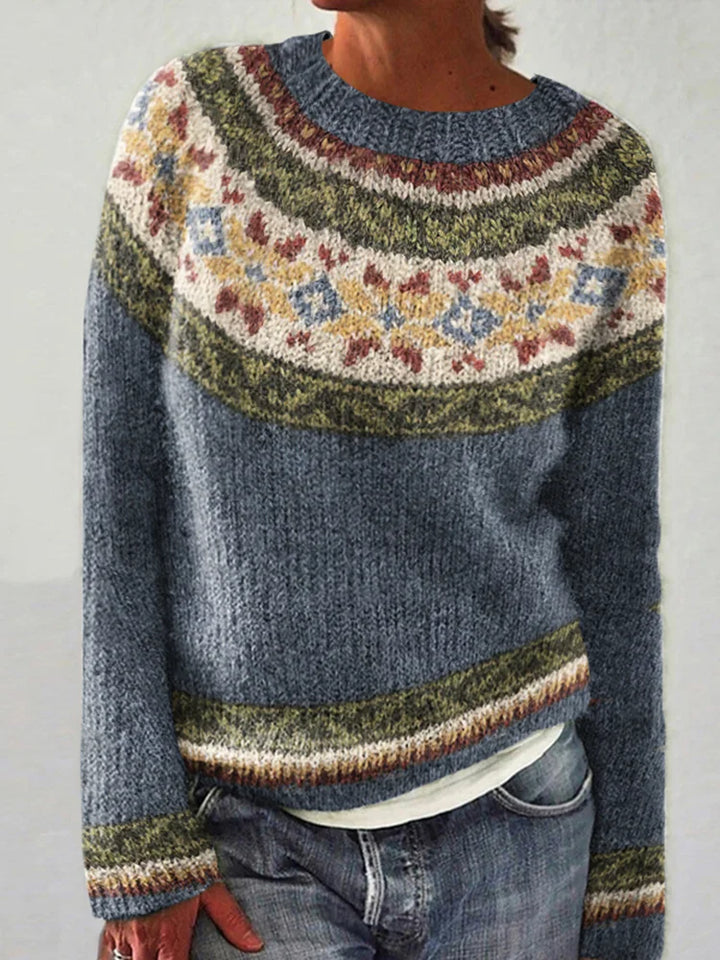 Orianna | Retro-Pullover für Damen mit Farbblöcken und Rundhalsausschnitt