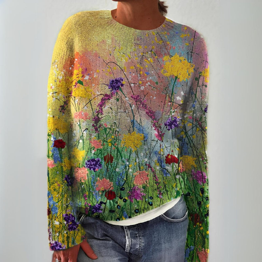 Grace | Vintage Isländischer Pullover für Damen mit Blumenmuster