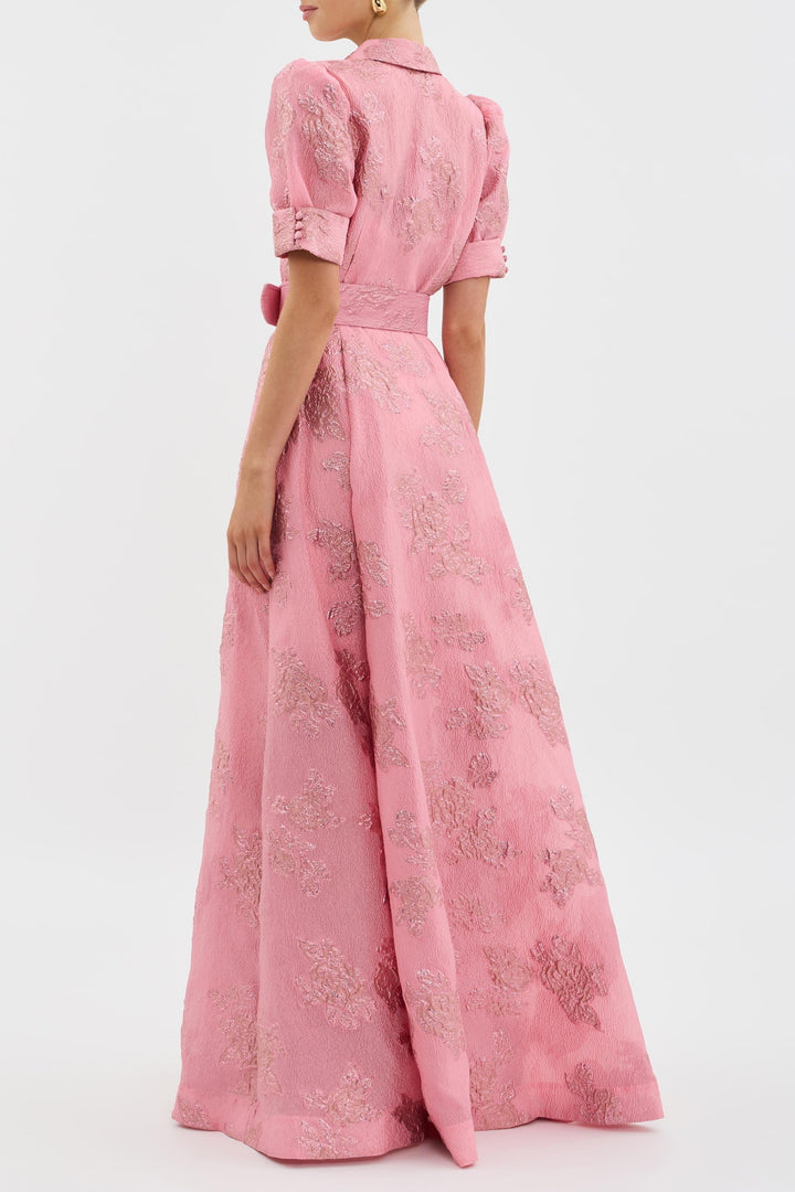 Aria | Kurzärmliges Puffkleid für Damen mit Blumenmuster und Rundhalsausschnitt
