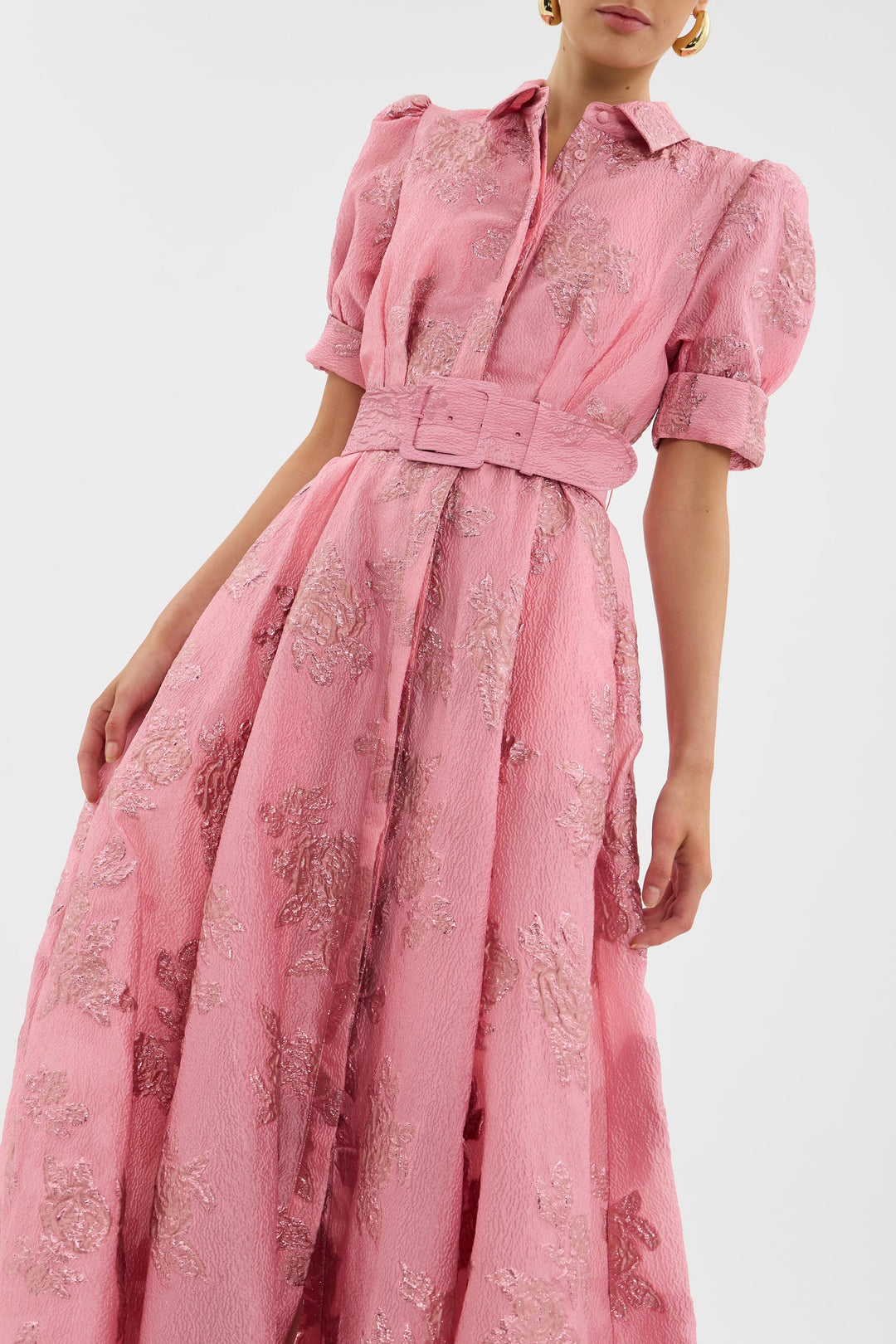 Aria | Kurzärmliges Puffkleid für Damen mit Blumenmuster und Rundhalsausschnitt
