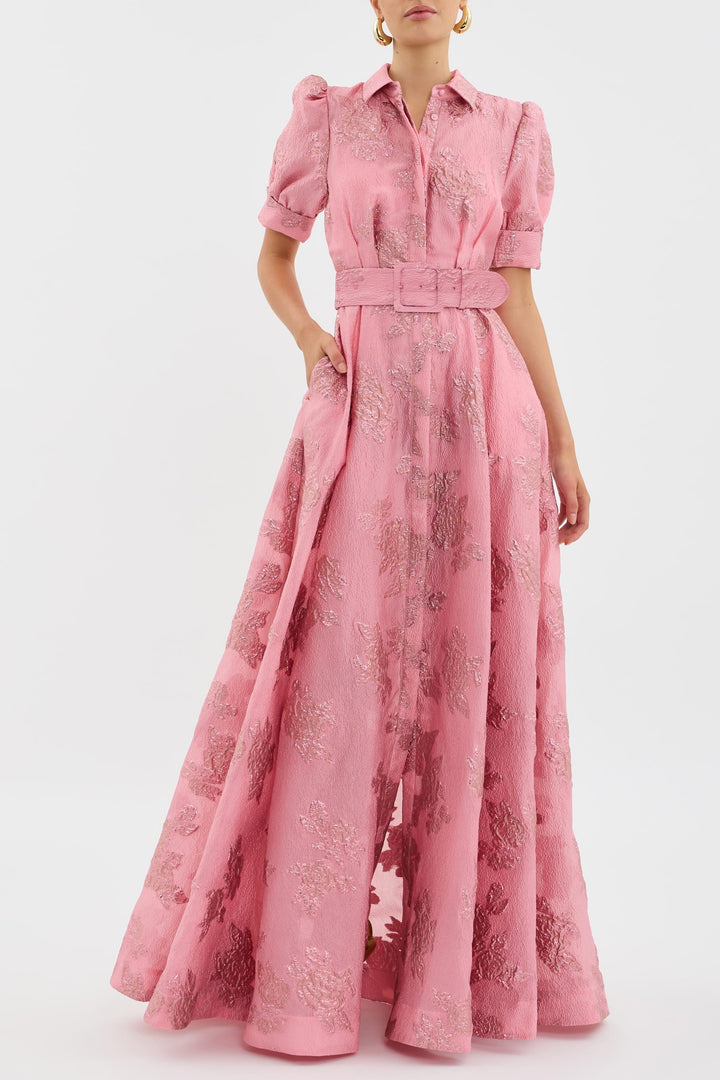 Aria | Kurzärmliges Puffkleid für Damen mit Blumenmuster und Rundhalsausschnitt