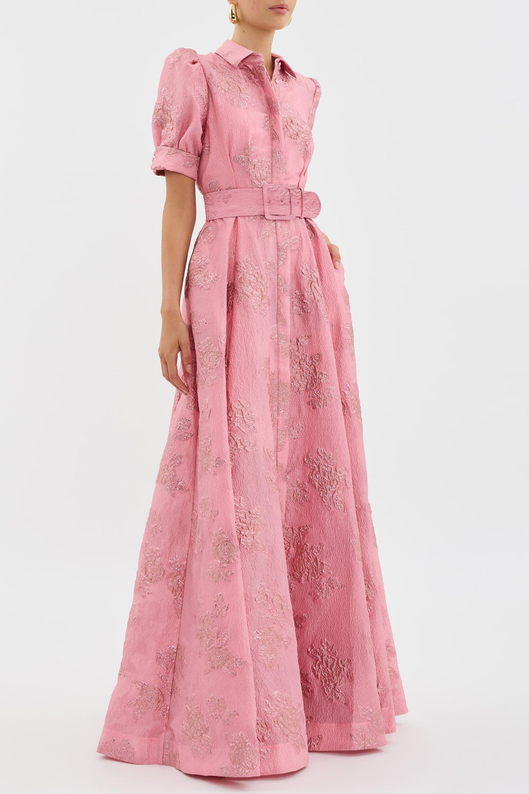 Aria | Kurzärmliges Puffkleid für Damen mit Blumenmuster und Rundhalsausschnitt