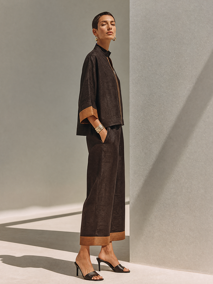 Damen Top-Set mit weiter Cropped-Hose
