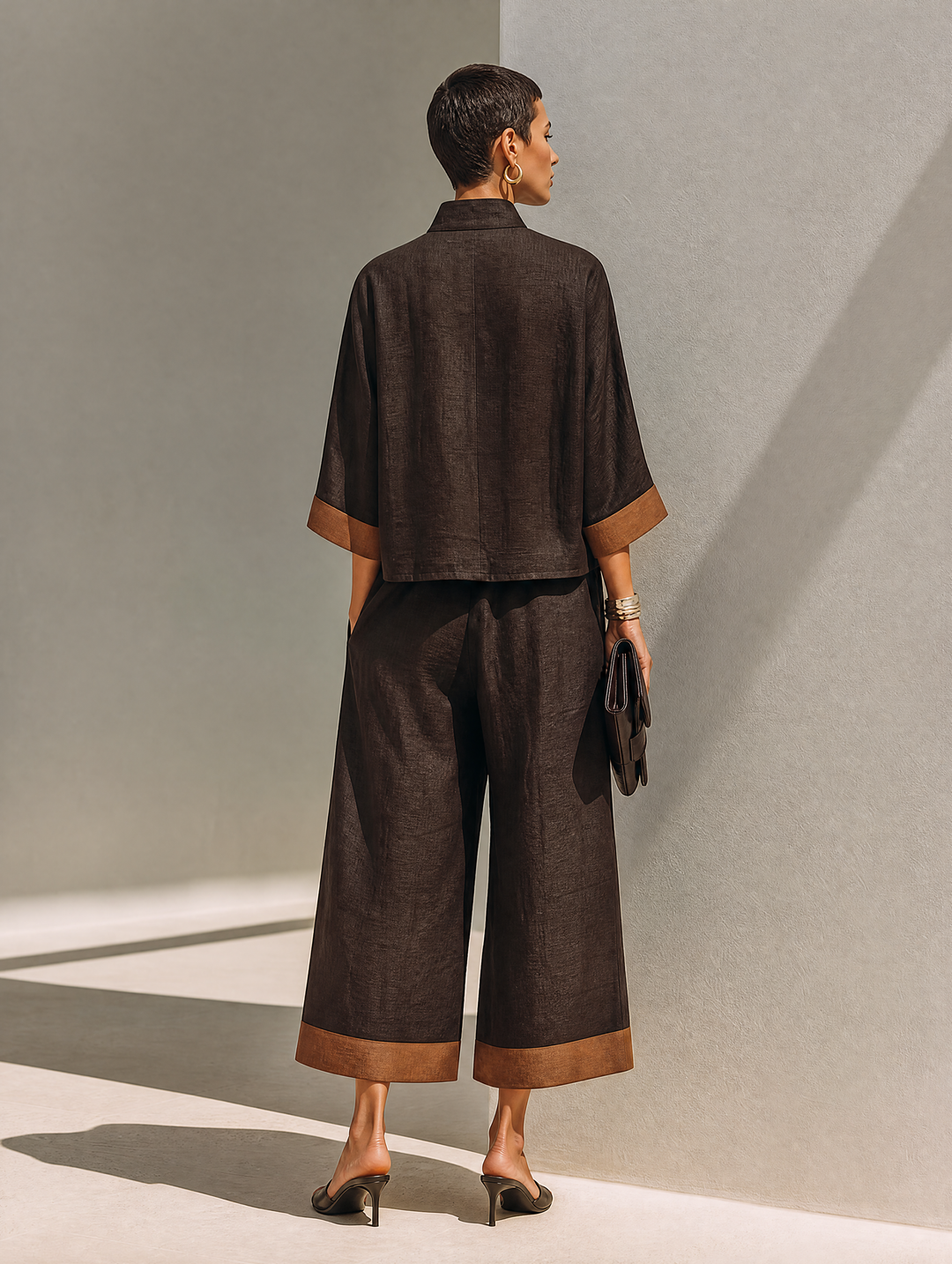 Damen Top-Set mit weiter Cropped-Hose
