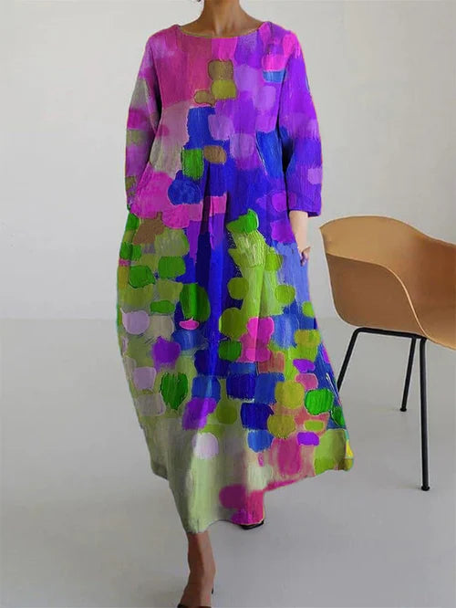 Elena | Damen Maxikleid mit Rundhalsausschnitt und Taschen