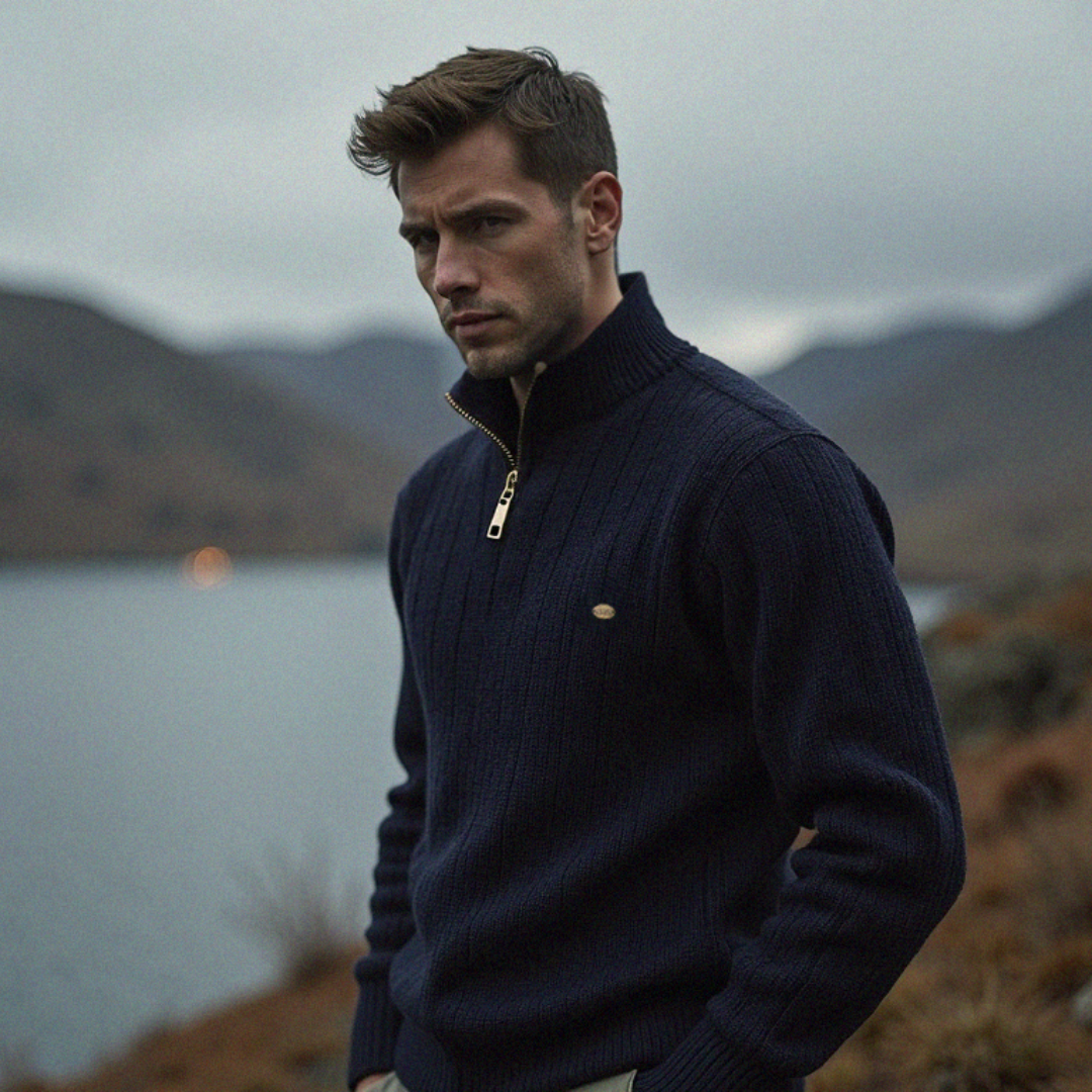 Jonas | Strickpullover für Herren mit Stehkragen und langen Ärmeln
