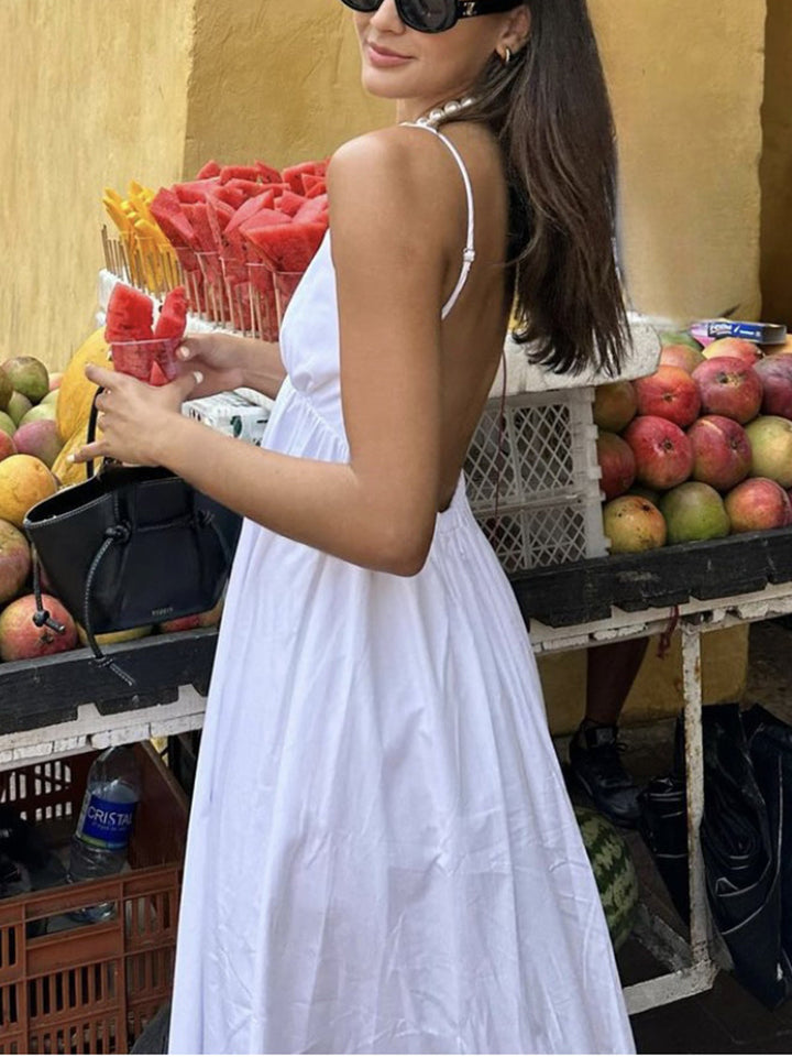 Damen Midikleid, ärmellos, mit V-Ausschnitt