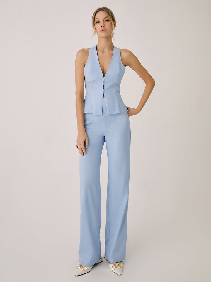 Damen V-Ausschnitt Halter Weitbein Set