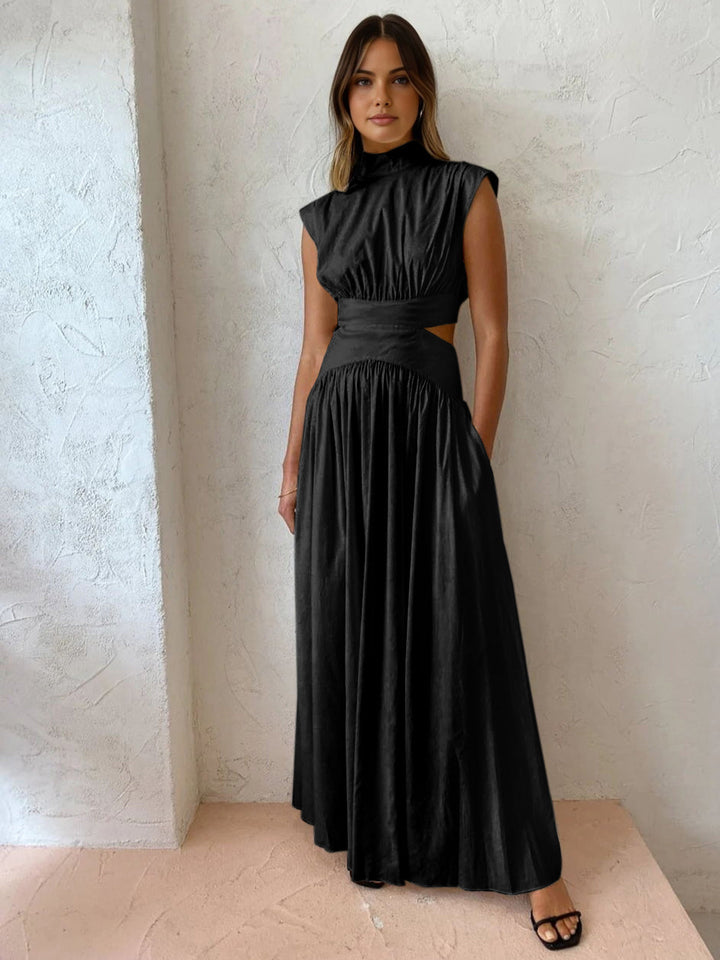 Damen Maxikleid mit Deckelärmeln und Ausschnitten