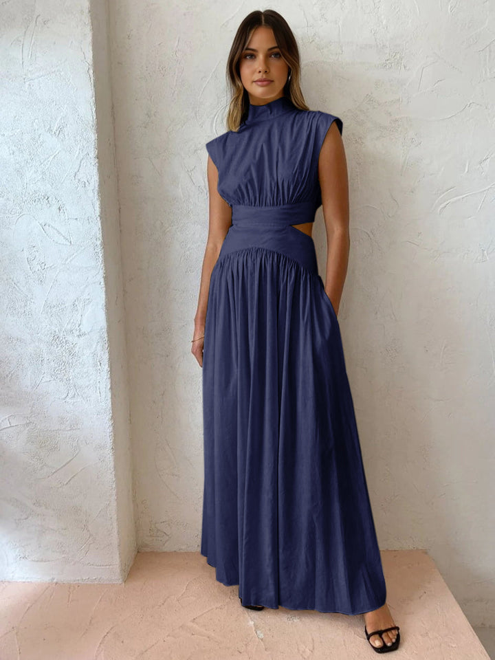 Damen Maxikleid mit Deckelärmeln und Ausschnitten