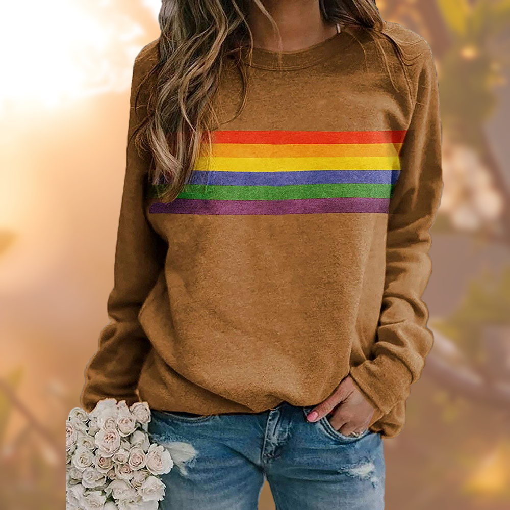 Damen Langarmpullover mit Rundhalsausschnitt und Streifenmuster