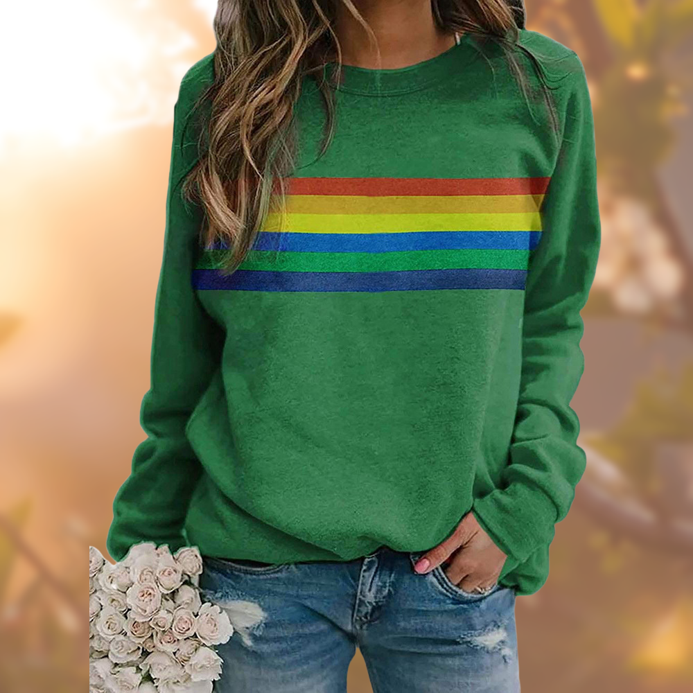 Damen Langarmpullover mit Rundhalsausschnitt und Streifenmuster