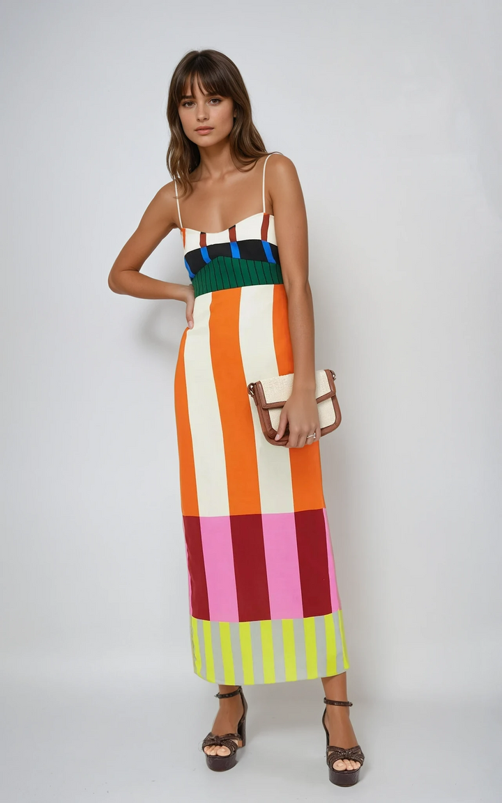 Nova | Damen Gestreiftes Maxikleid