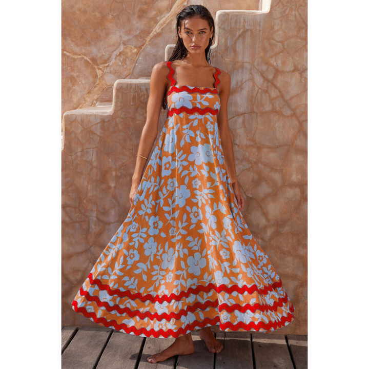 Klara | Damen Maxikleid mit eckigem Ausschnitt, ärmellos