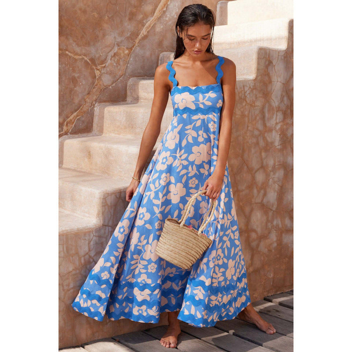 Klara | Damen Maxikleid mit eckigem Ausschnitt, ärmellos