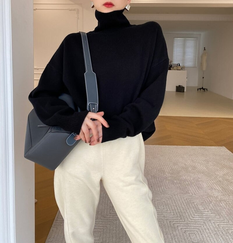 Damen Rollkragenpullover mit langen Ärmeln