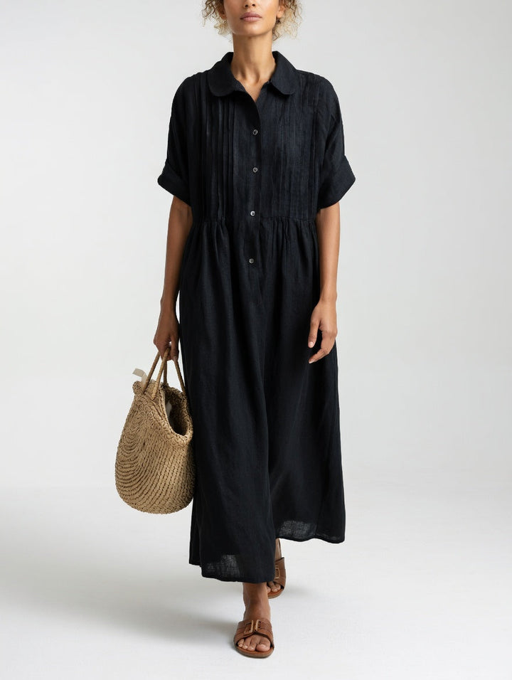 Lindie | Müheloses Sommerhemdkleid für Damen mit kurzen Ärmeln und langen Ärmeln