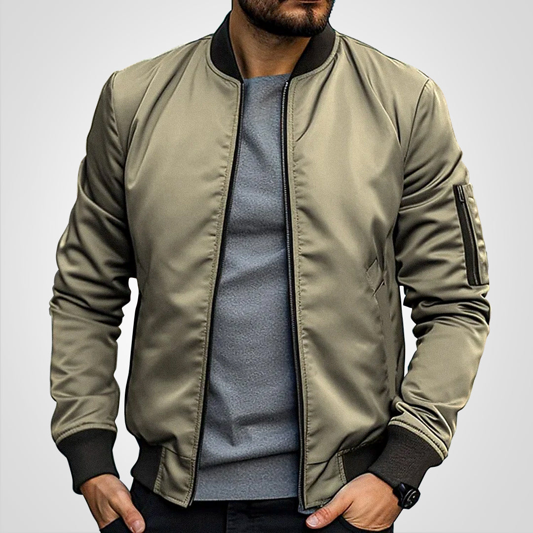 Bob | Klassische Bomberjacke für Herren mit Rundhalsausschnitt und langen Ärmeln