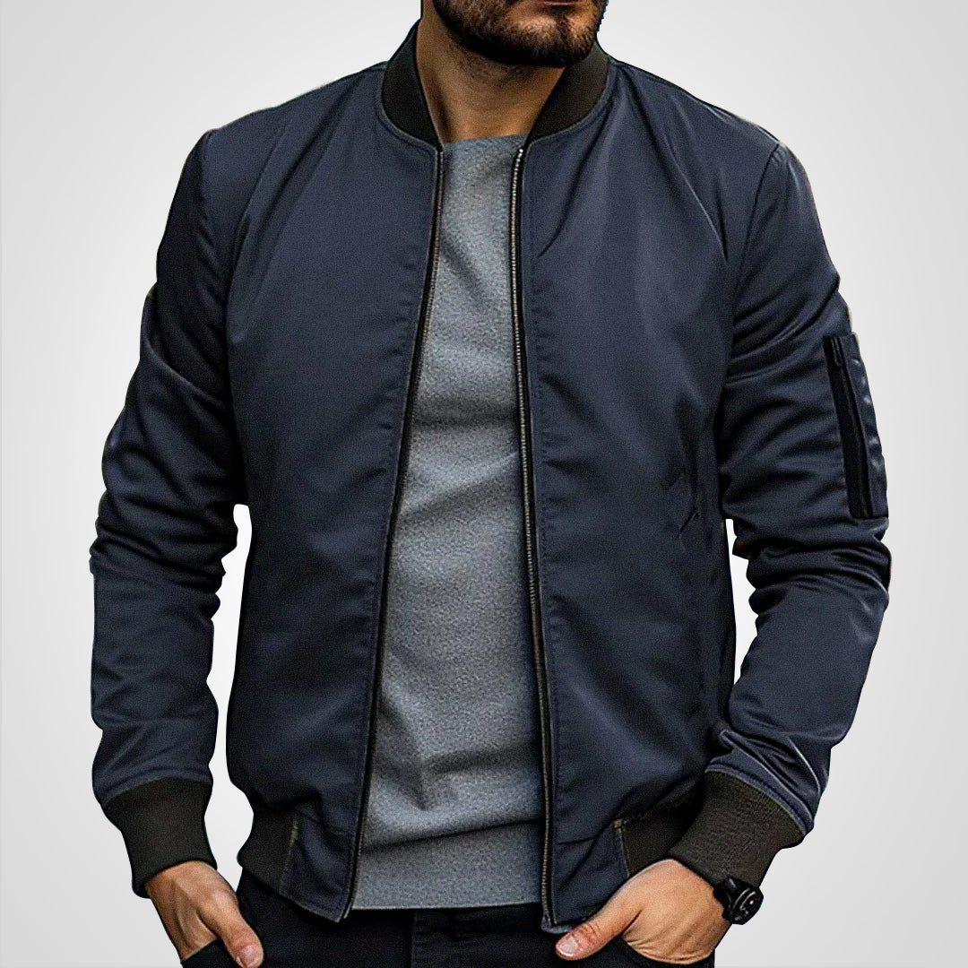 Bob | Klassische Bomberjacke für Herren mit Rundhalsausschnitt und langen Ärmeln
