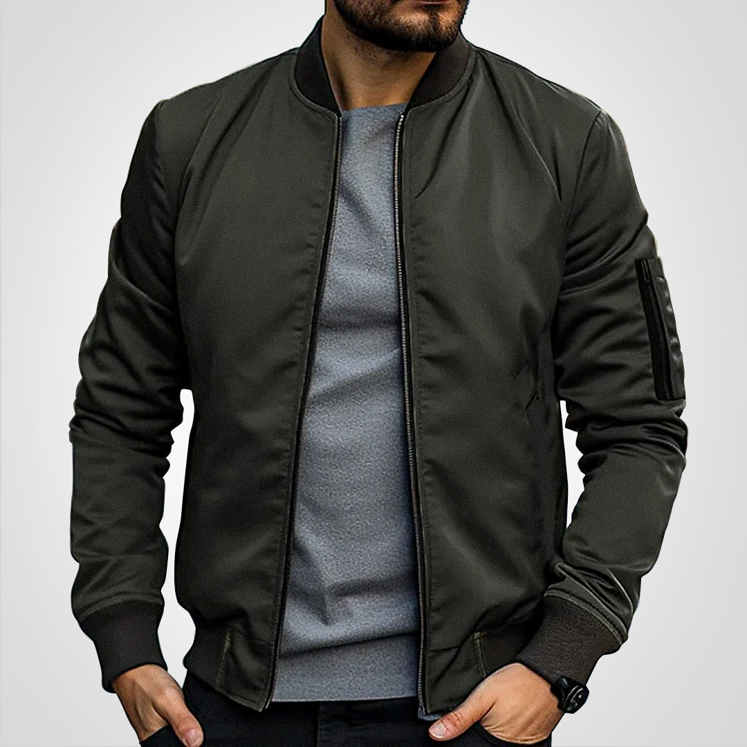 Bob | Klassische Bomberjacke für Herren mit Rundhalsausschnitt und langen Ärmeln