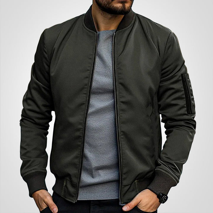 Bob | Klassische Bomberjacke für Herren mit Rundhalsausschnitt und langen Ärmeln