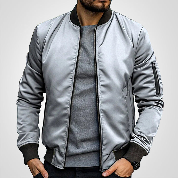 Bob | Klassische Bomberjacke für Herren mit Rundhalsausschnitt und langen Ärmeln