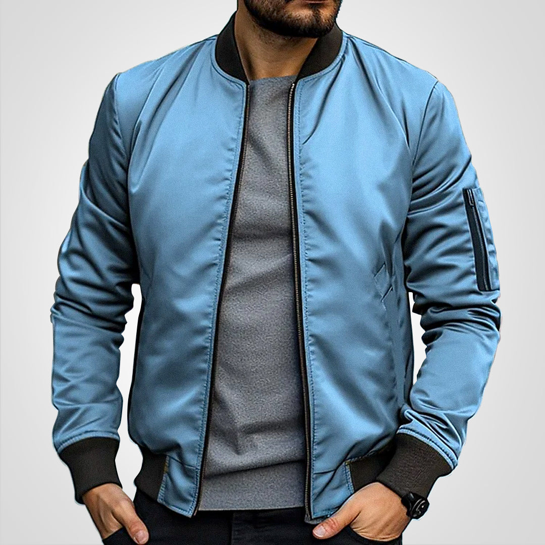 Bob | Klassische Bomberjacke für Herren mit Rundhalsausschnitt und langen Ärmeln