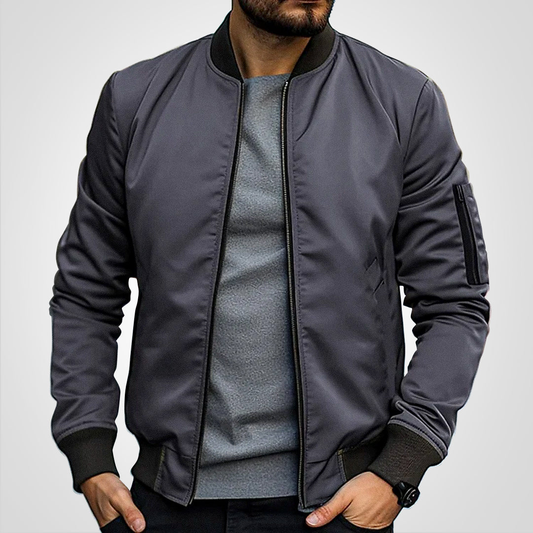 Bob | Klassische Bomberjacke für Herren mit Rundhalsausschnitt und langen Ärmeln