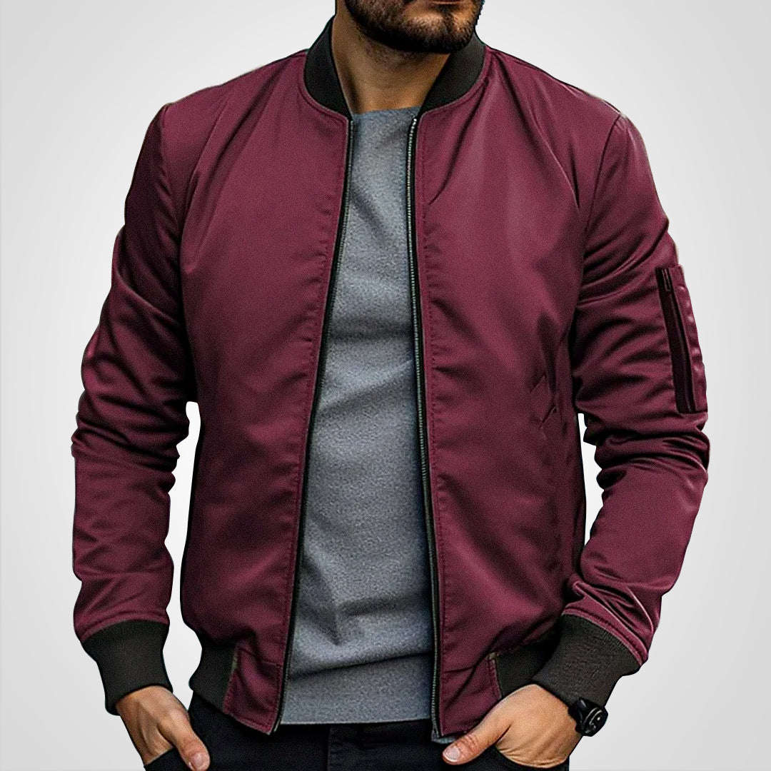 Bob | Klassische Bomberjacke für Herren mit Rundhalsausschnitt und langen Ärmeln