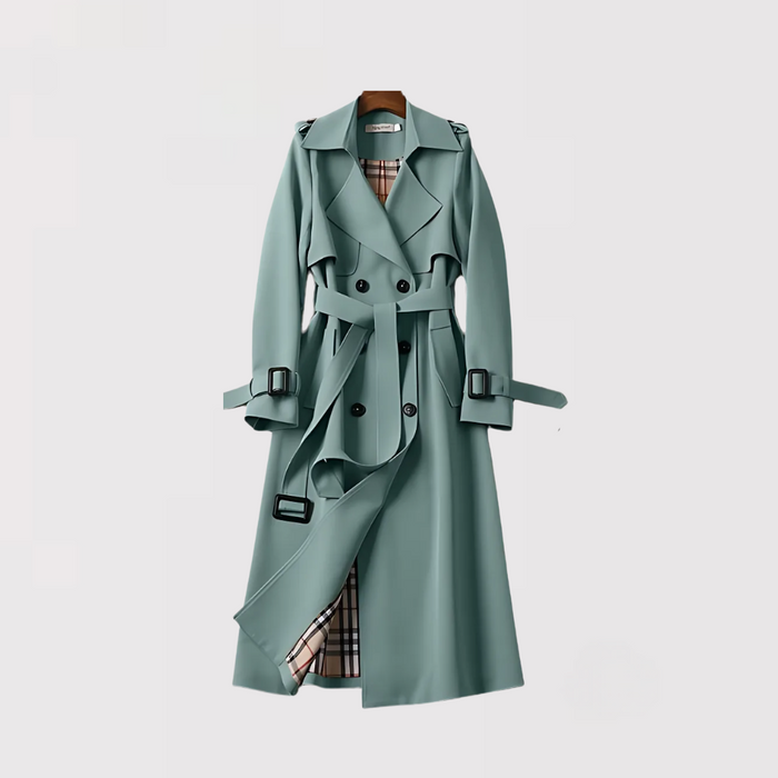 Valentina | Klassischer Trenchcoat für Damen mit langen Ärmeln und Karomuster