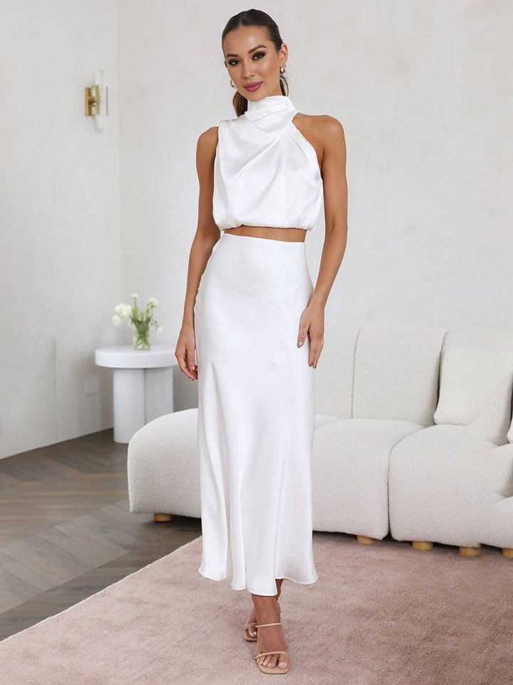 Damen Maxirock-Zweiteiler mit Halterneck