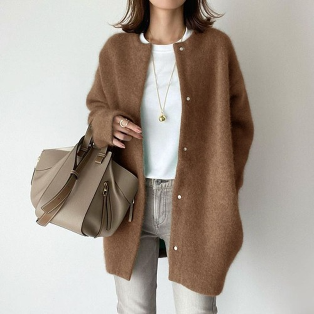 Silvia | Warme und Elegante Strickjacke für Damen mit Rundhalsausschnitt