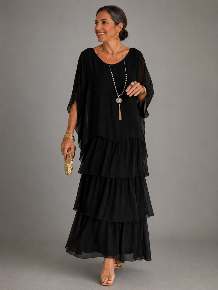 Nele | Damen Maxikleid mit Rundhalsausschnitt und Taschen