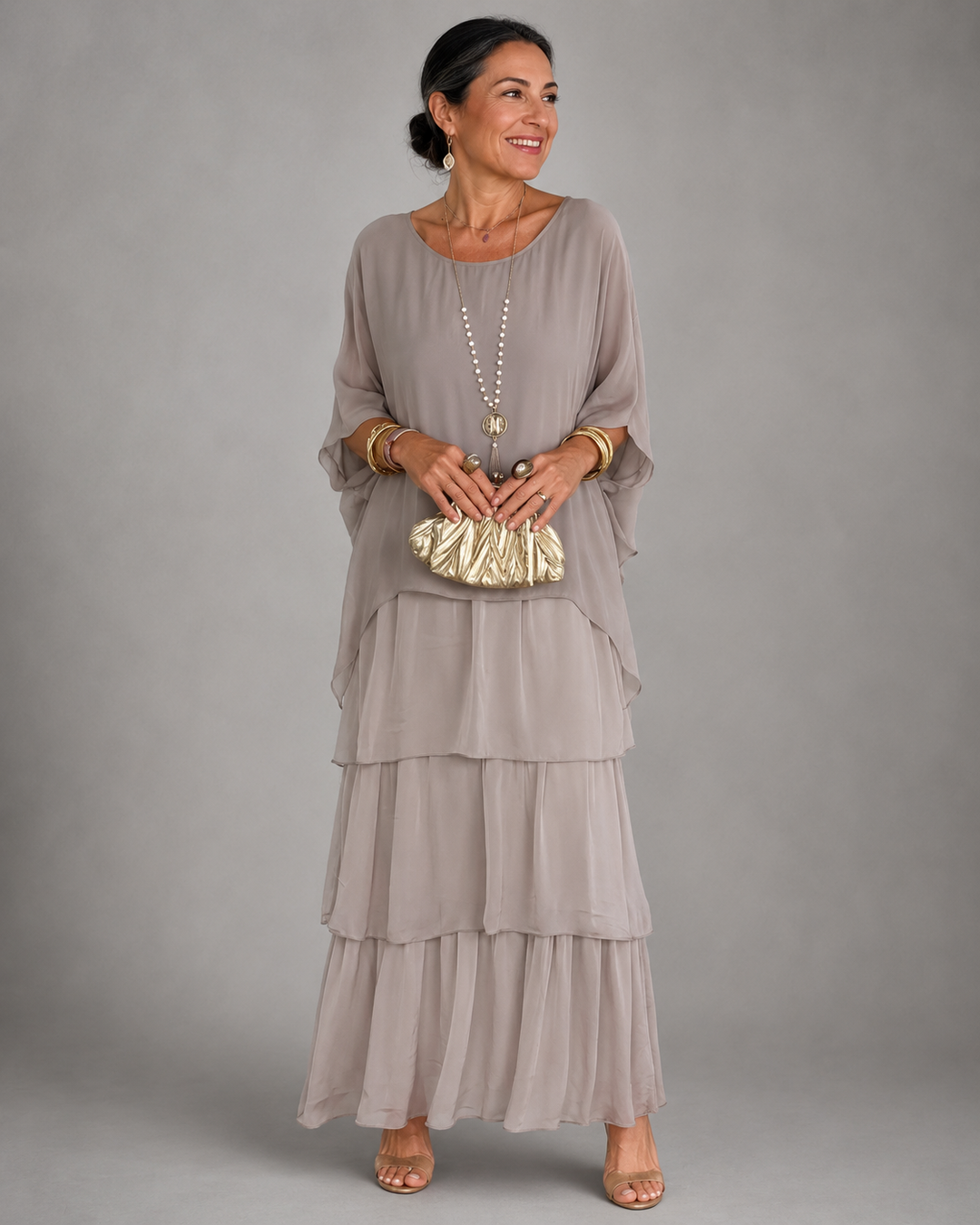Nele | Damen Maxikleid mit Rundhalsausschnitt und Taschen