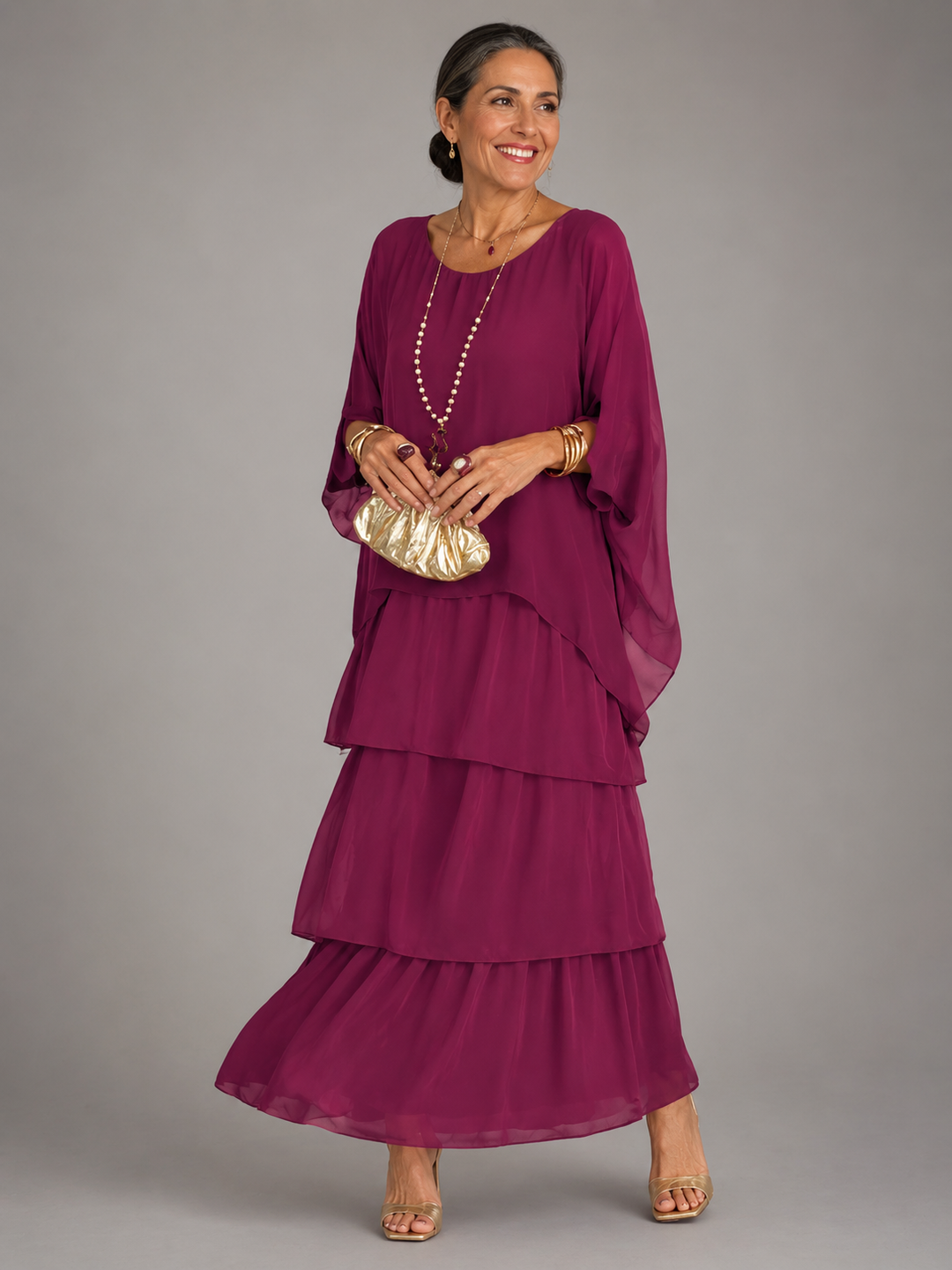 Nele | Damen Maxikleid mit Rundhalsausschnitt und Taschen