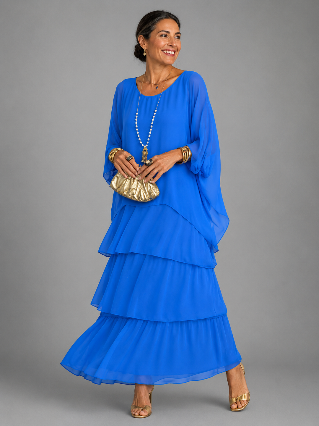 Nele | Damen Maxikleid mit Rundhalsausschnitt und Taschen