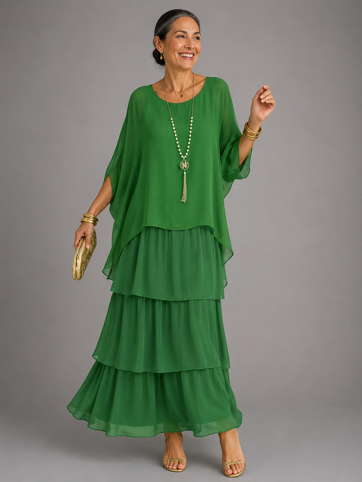 Nele | Damen Maxikleid mit Rundhalsausschnitt und Taschen