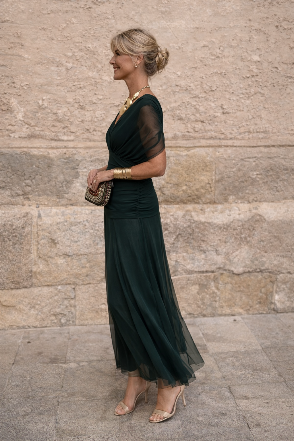 Elegantes Maxikleid für Feste für Damen mit V-Ausschnitt