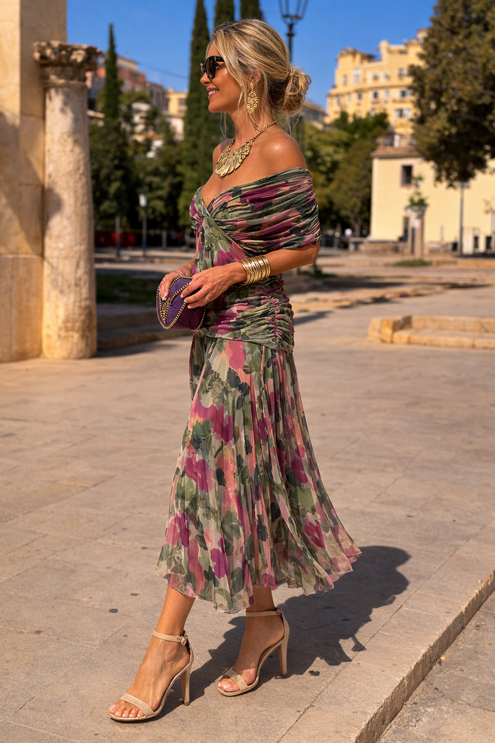 Elegantes Maxikleid für Feste für Damen mit V-Ausschnitt