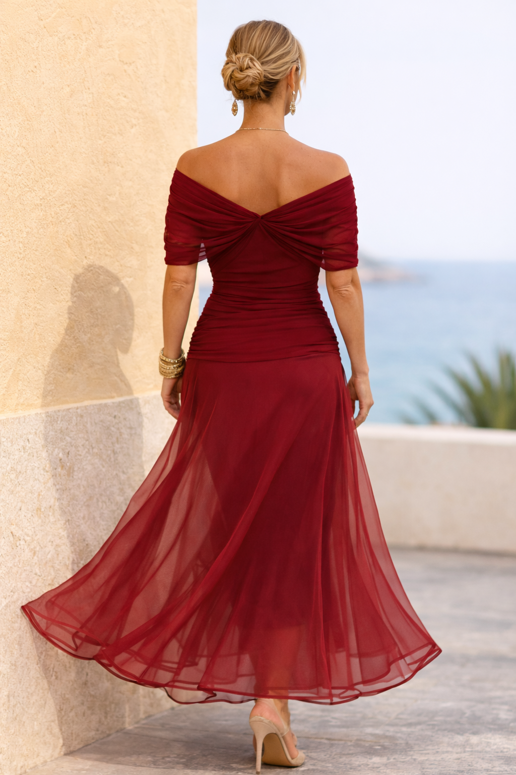 Elegantes Maxikleid für Feste für Damen mit V-Ausschnitt