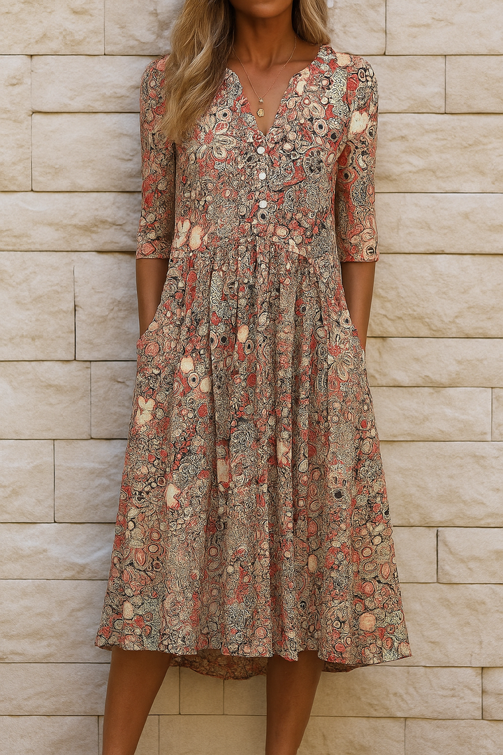 Olivia | Elegantes Midikleid für Damen mit V-Ausschnitt