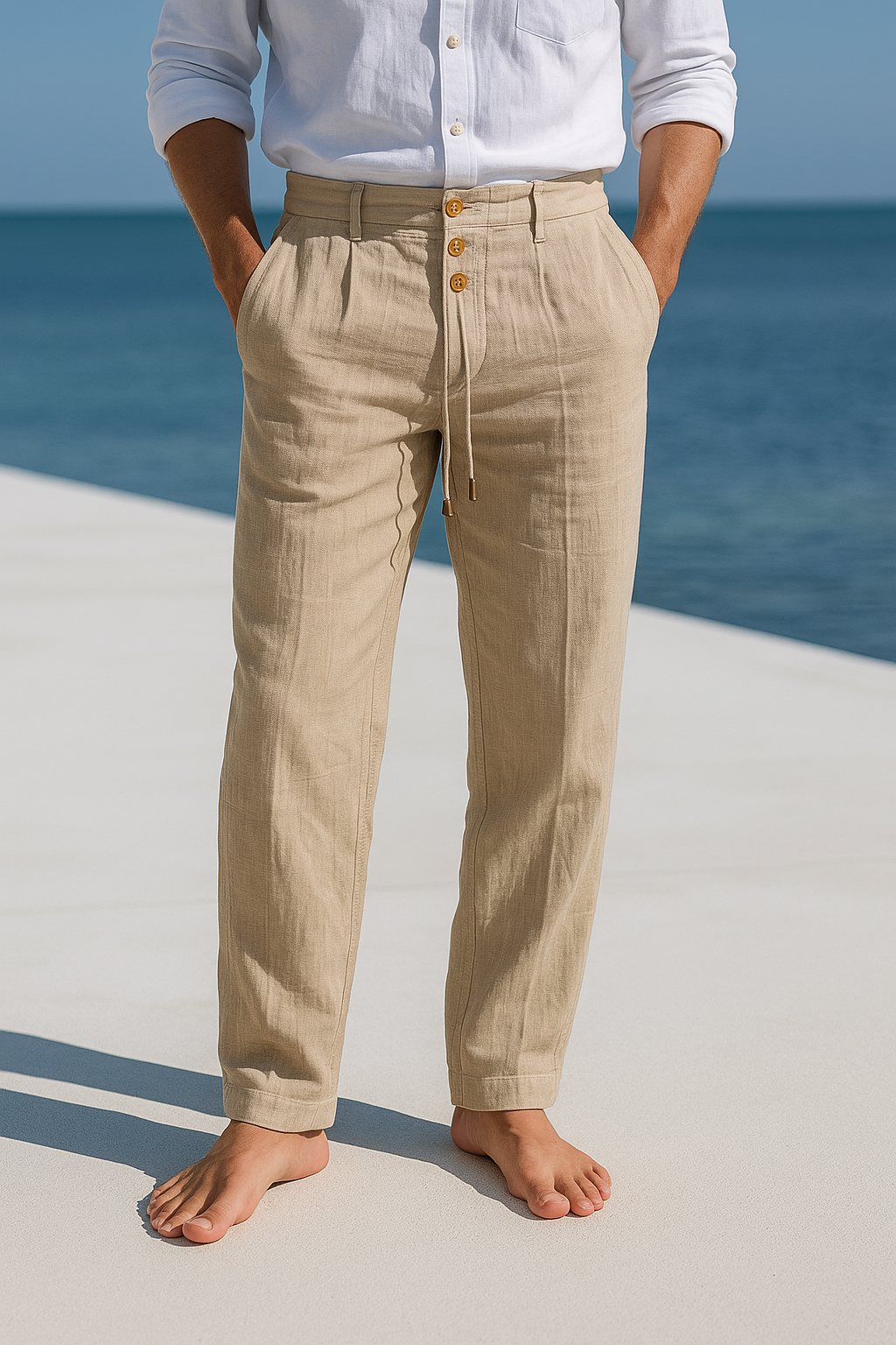 MATTEO | Luftige Sommerhose für Herren mit geradem Bein und mittlerem Bund