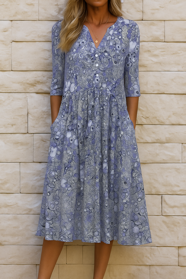 Olivia | Elegantes Midikleid für Damen mit V-Ausschnitt