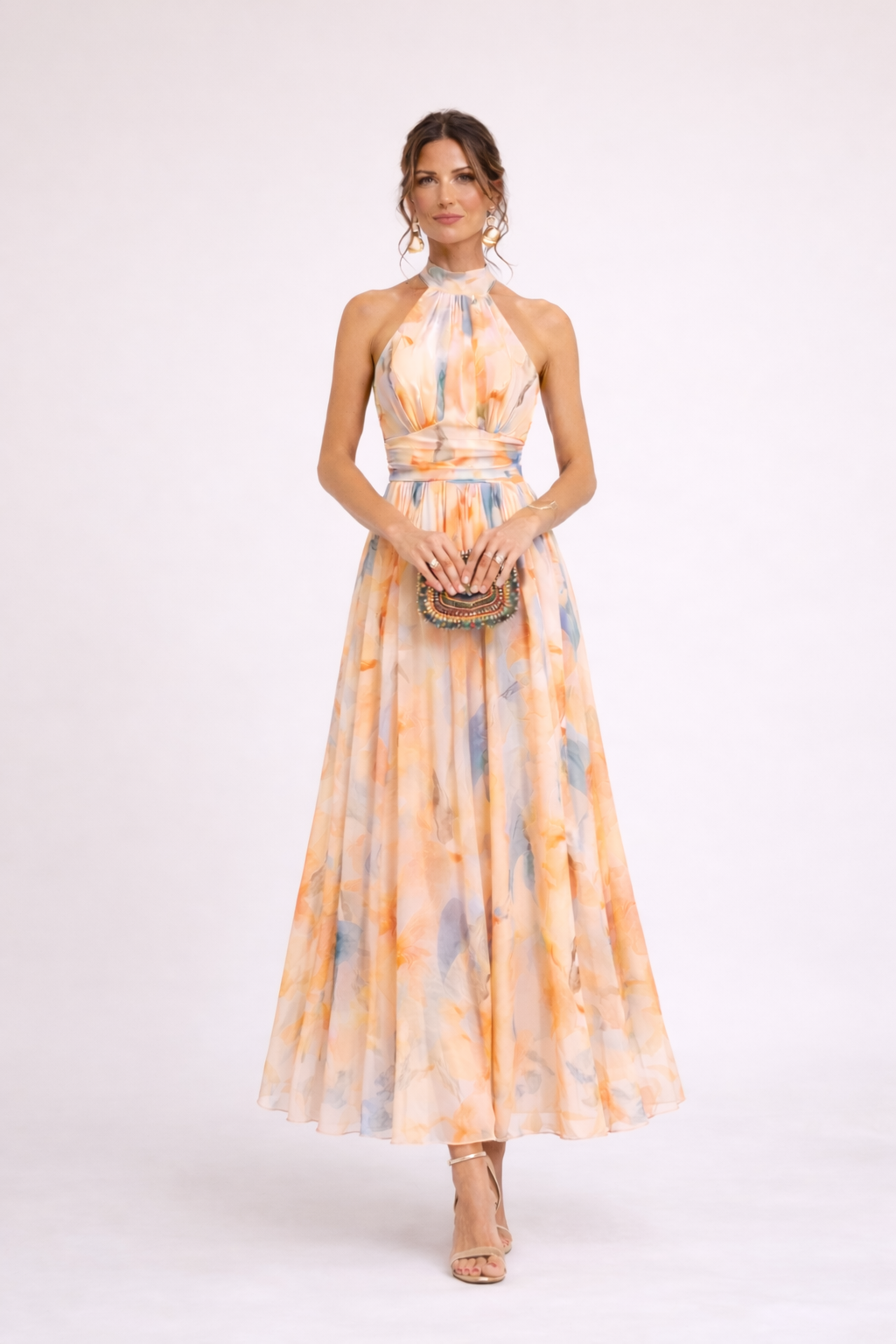 CAMILLE | Aquarell Halterkleid für Damen mit Neckholder-Ausschnitt