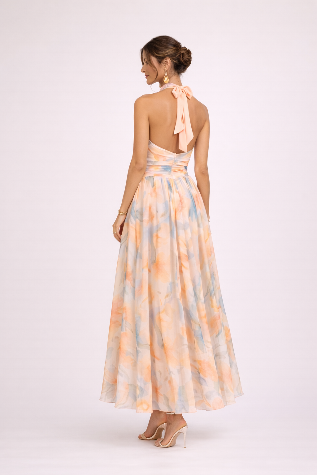 CAMILLE | Aquarell Halterkleid für Damen mit Neckholder-Ausschnitt